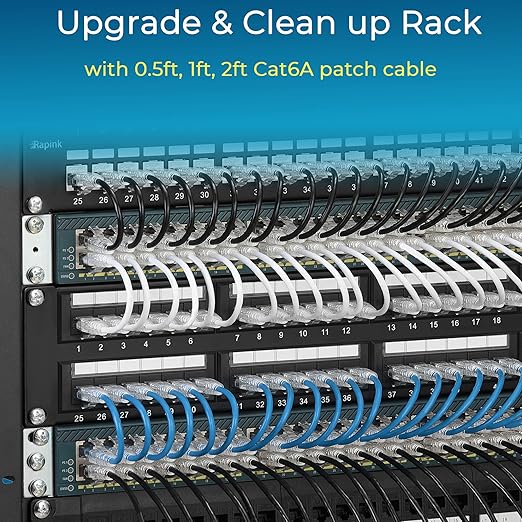 Rapink Patch Cables Cat6/ Cat6a 3ft (24 Pack) Slim, Cat6a Ethernet Patch Cable 30G Support, Snagless Cat 6 Patch Cable for Patch Panel to Switch, Flexiable Cat6 Ethernet Cable Grey