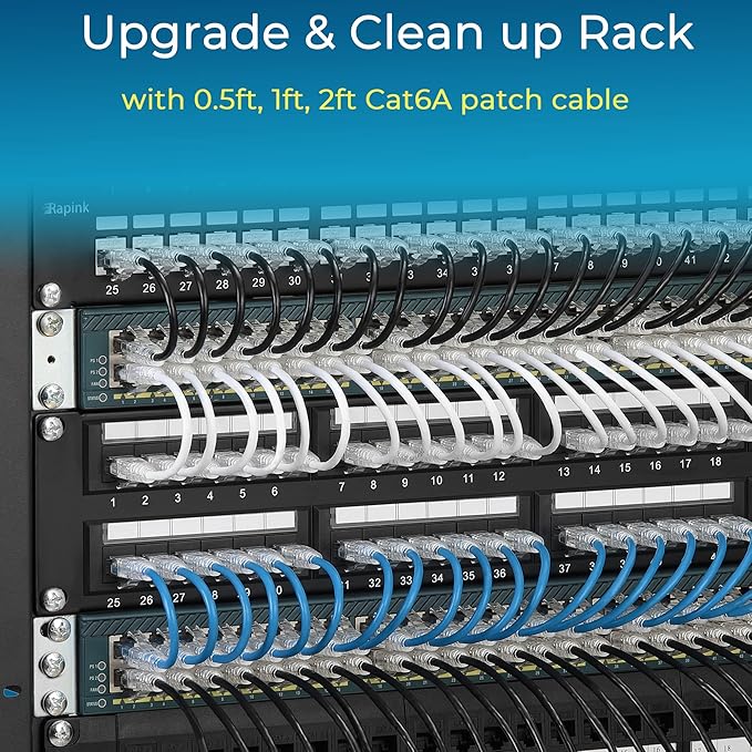 Rapink Patch Cables Cat6/ Cat6a 3ft (24 Pack) Slim, Cat6a Ethernet Patch Cable 10G Support, Snagless Cat 6 Patch Cable for Patch Panel to Switch, Flexiable Cat6 Ethernet Cable Blue