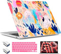 TWOLSKOO Compatible with M4 MacBook Air 15 inch Case 2025-2023 Released Model M4 A3241 M3 A3114 M2 A2941, Plastic Hard Shell & Screen Protector & Keyboard Cover &Type C Adapter, Bright Abstract Floral