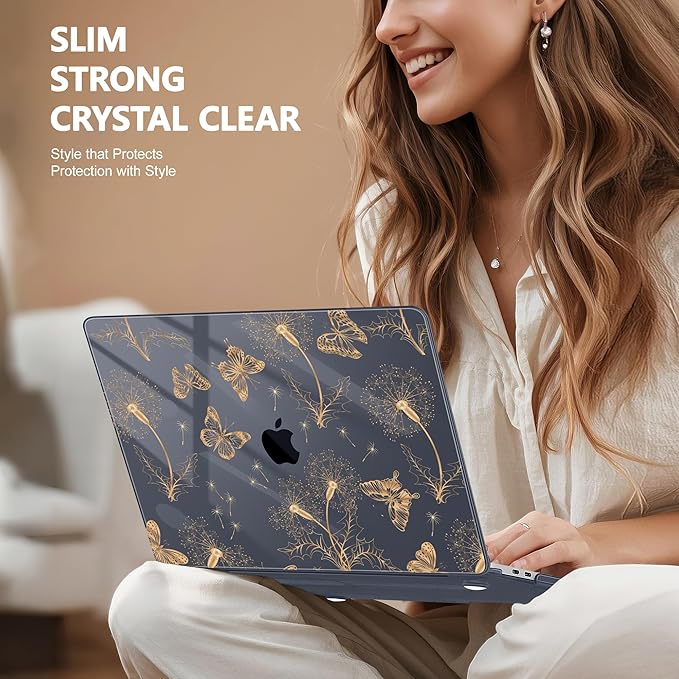 Case for MacBook Pro 13 inch with/Without Touch Bar (2016-2022, M2 A2338 M1 A2289 A2251 A2159 A1989 A1706 A1708), Hard Shell + Keyboard Cover + Dust Plug, Butterflies