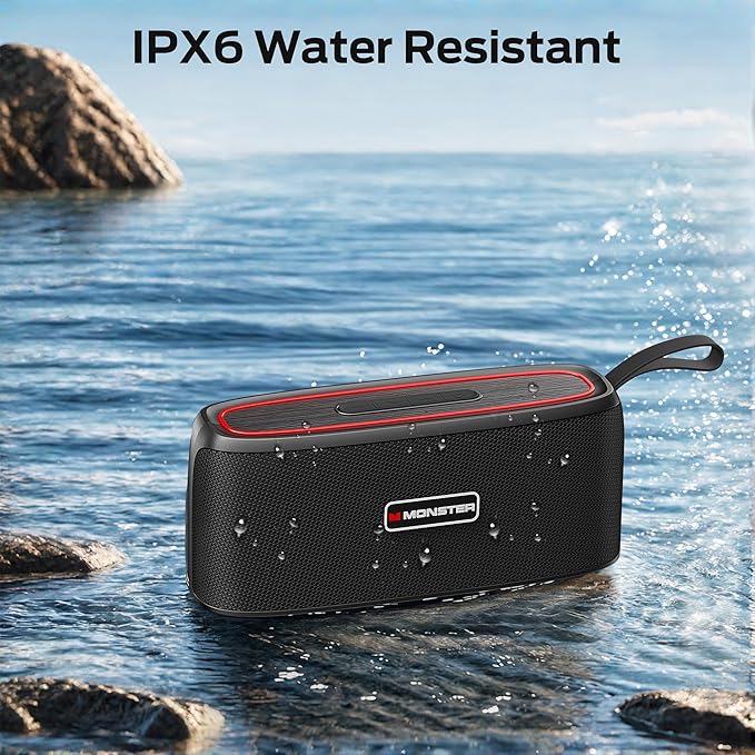Monster Shock Portable Bluetooth Speaker,30W Loud Sound, IPX6 Waterproof Speaker,17 Hours Playback, Bluetooth 5.4 TWS Pairing Portable Wireless Speaker for Home, Outdoors