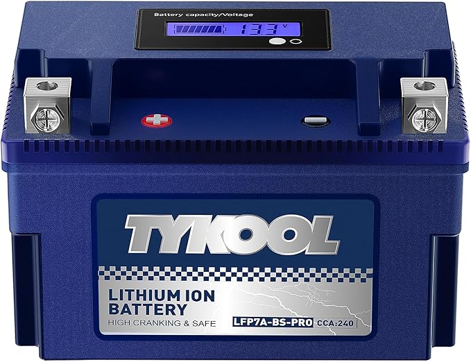 TYKOOL YTX7A-BS -Pro 12.8V 4Ah 240CCA High Performance Lithium Powersports Battery with Smart BMS, Compatible Motorcycle, Scooter,ATV, UTV, Snowmobiles,4 Wheeler, Lawn Mower, and Generator Battery