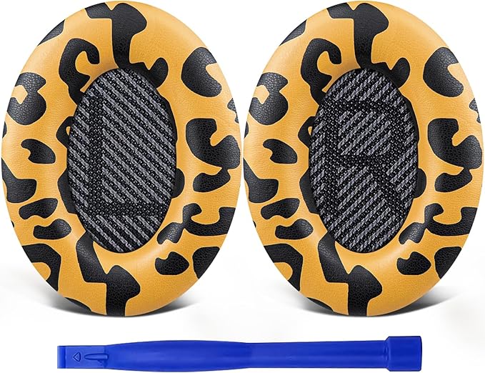 SoloWIT Replacement Earpads Cushions for Bose QuietComfort 35 (QC35) & Quiet Comfort 35 II (QC35 ii) Headphones, Ear Pads with Softer Leather, Noise Isolation Foam, Added Thickness (Tiger Stripes)