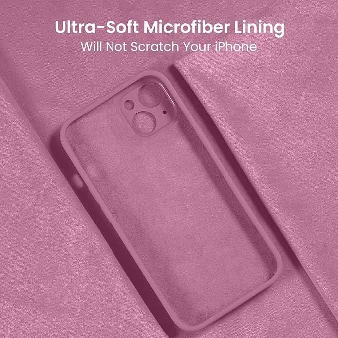 FireNova Designed for iPhone 13 Case, Silicone Upgraded [Camera Protection] Phone Case with [2 Screen Protectors], Soft Anti-Scratch Microfiber Lining Inside, 6.1 inch, Lilac Purple