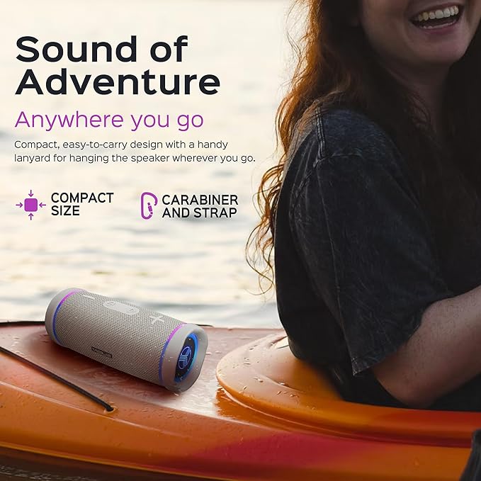 TREBLAB HD77 Bluetooth Speaker - Powerful 360° Sound with Impactful Bass, 30W Portable Wireless Audio, 20H Battery, IPX7 Waterproof, TWS Stereo, Shockproof Design for Outdoor, Beach, Pool, Jobsite