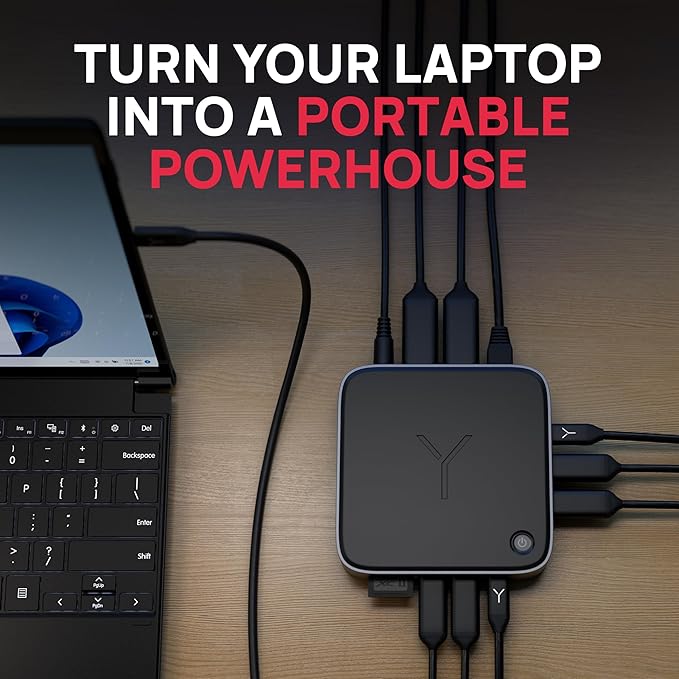Brydge Stone CORE Powered Charging Docking Station – 10 Ports, 100W PD, Dual Monitor Docking Station, 4K60Hz, 8K HDMI, SD 4.0, USB-A & USB-C, Ethernet – Windows & MacOS Compatible Laptop