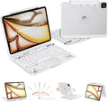 iPad Keyboard Case for 2024 M4 iPad Pro 11 inch, Magic Wireless Keyboard with Trackpad 7 Color Backlit, 360° Rotating Stand Transparent Protective Cover with Pencil Holder (White)