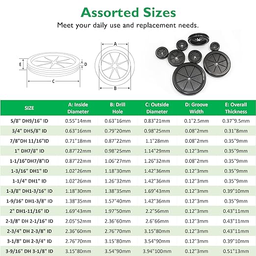 Rubber Grommets for Wiring, 2-3/8 Inch Drill Hole, 2-1/16 Inch ID, Firewall Grommets Automotive Cable Cords Hoses Protection, Double-Sided Rubber Plugs for Round Holes, 4 Pcs, 52x60 mm