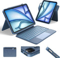 HOU iPad Air 11 Case with Keyboard (M3 2025, M2 2024) Detachable Rotatable Magnetic Full Protection Case, 7-Color Backlight, Touchpad, Elastic Pen Holder for iPad Pro 11 (4th-1st) & Air (5/4th)–Blue