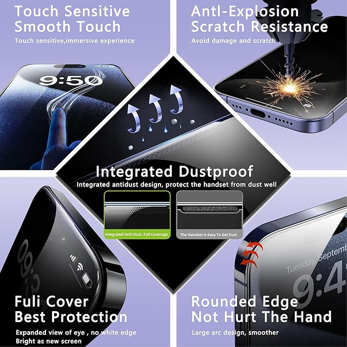 2 Pack Anti Blue Light Matte Screen Protector for iPhone 13 Pro Max and iPhon 14 Plus 6.7-Inch Auto Dust Removal, No Bubbles, Tempered Glass Film, Easy Installation
