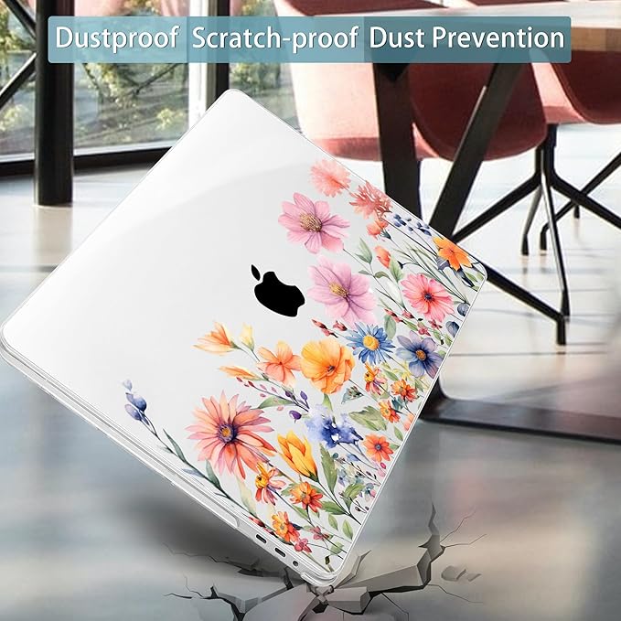 Mektron Case for MacBook Pro 16 Inch A2141 Cover 2019 Release 16" with Liquid Retina Display/Touch ID, Plastic Hard Shell with Keyboard Skin & Screen Protector & Dust Plug, Floral P165