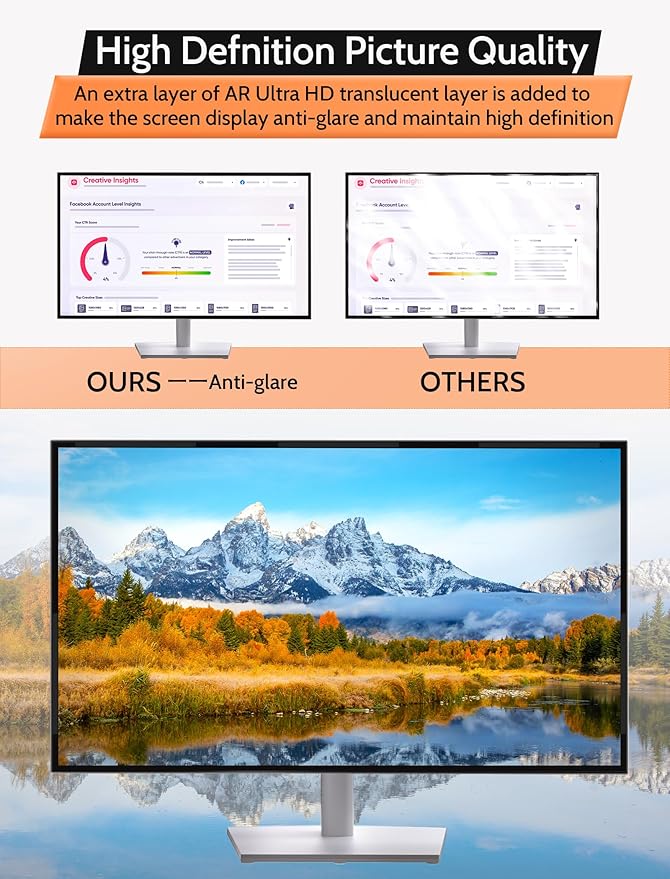 [2 Pack] 24 Inch 16:9 Magnetic Privacy Screen for Monitor Anti-Glare, Blue Light Filter, Anti-Spy Reusable Removable Privacy Filter for 16:9 Widescreen Desktop Display