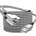 6.6FT USB Splitter, USB A Male to 3 Female Extension Cable Support Charging and Data Transfer for Printer/Keyboard/Flash Drive/PlayStation/Laptop/LED Etc(Silver)
