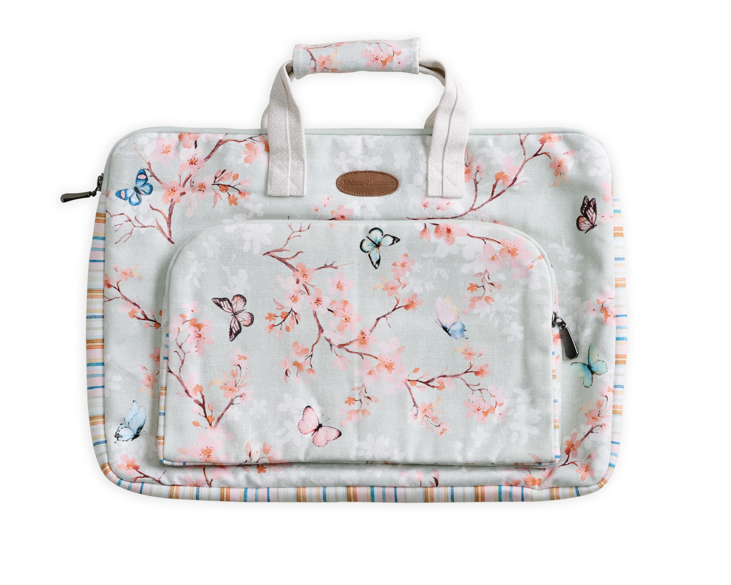 Maison d'Hermine Laptop Bag with Pocket Upto 13.5 inch Stain and Water Repellent Cotton Canvas Spring Summer (Blossoms in Spring)