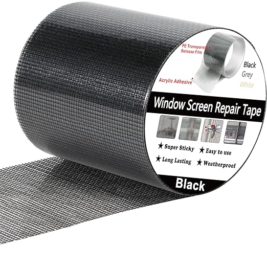 Wohohoho Window Screen Repair Tape, 2 in X 40 FT (480IN) Black Screen Patch Repair Kit, 3-Layer Strong Adhesive Invisible Screen Tape Mesh Repair for Windows, Doors Garage Mosquito Net Magnetic Screen
