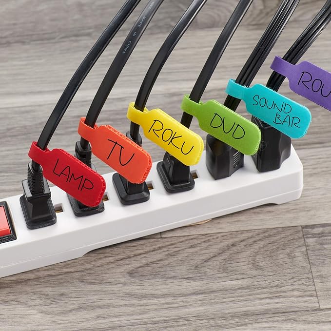 Wrap-It Storage - Cable Labels, Medium, Multi-Color (30-Pack) Write On Cord Tags for Wire Management and Identification