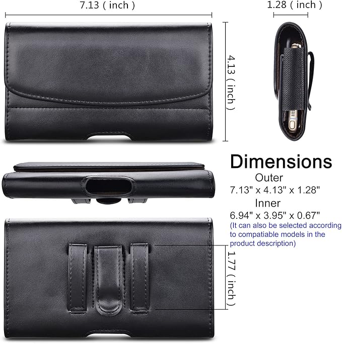 Phone Holster for iPhone 16 15 14 Pro Max 13 12 11 XR X XS SE 8 Plus 7 Plus 6s 6 Nylon Cell Phone Pouch Belt Holder Carrying Case with Belt Clip Loops,Black
