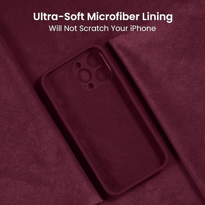 FireNova Designed for iPhone 15 Pro Case, Silicone Upgraded [Camera Protection] Phone Case with [2 Screen Protectors], Soft Anti-Scratch Microfiber Lining Inside, 6.1 inch, Plum