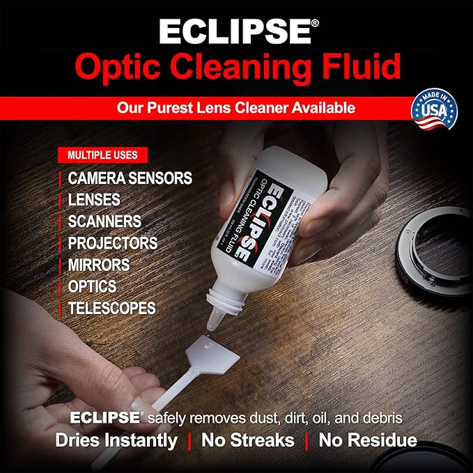 Sensor Cleaning Swab Kit - Eclipse Optic Cleaning Solution (0.5oz/15ml) + Type-3 Sensor Swab Ultra 24mm (Pack of 6) - for Full Frame CMOS and CCD Sensors - Dust & Oil Remover