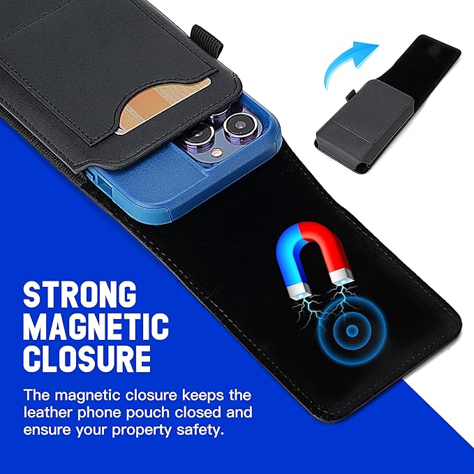 Mopaclle Cell Phone Holster with Belt Clip and Loop,Phone Belt Holder Compatible iPhone 17 Pro Max/Air,iPhone 16 Pro Max, 15, 14 Pro Max, Galaxy S25 Plus, S24 Plus, S23 Plus – Fits with Case On
