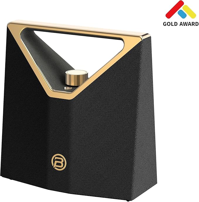 BUGANI Brief Plus Bluetooth Speaker Portable 80W, 12H Long Playtime, Bluetooth Broadcast 100+ Connection, Supports AUX/USB, Outdoor Speaker for Camping, Beach, Party, Golden