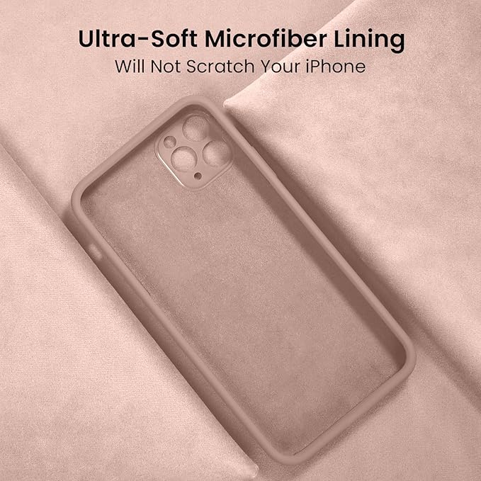 FireNova Designed for iPhone 13 Pro Case, Silicone Upgraded [Camera Protection] Phone Case with [2 Screen Protectors], Soft Anti-Scratch Microfiber Lining Inside, 6.1 inch, Pinksand
