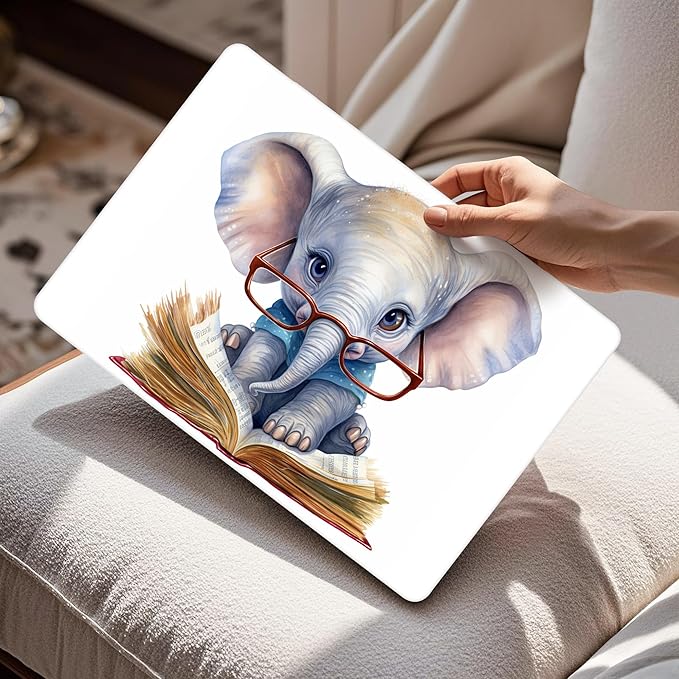 Mektron Compatible with M4 MacBook Air 15 inch Case 2025 A3241 2024 2023 M3 A3114 A2941 M2 Liquid Retina Display Touch ID, Plastic Hard Case & Keyboard Skin & Screen Protector - Cute Elephant C341