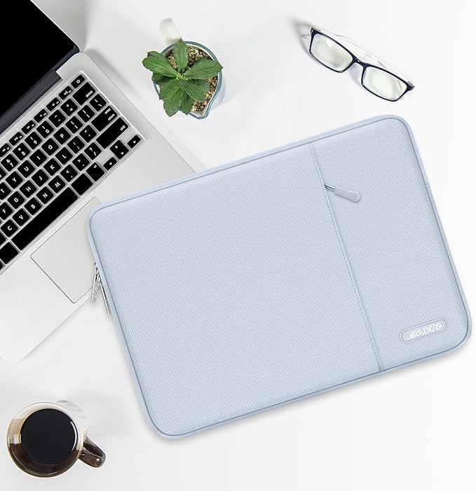 MOSISO Laptop Case 13.3 inch, 13-13.3 inch Laptop Sleeve Compatible with MacBook Air/Pro 13 / Pro 14, HP Dell ASUS Lenovo Notebook, Polyester Vertical Computer Sleeve Bag with Pocket, Baby Blue