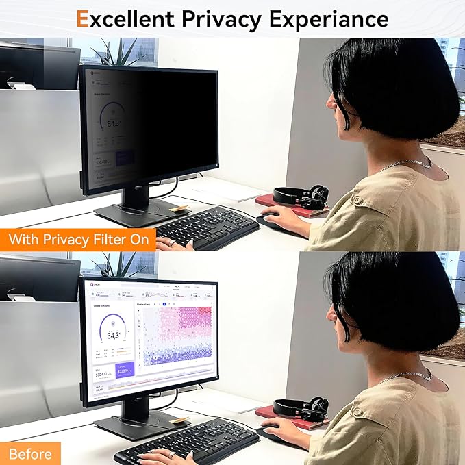 [2 Pack] 21.5 Inch Computer Privacy Screen for 16:9 Aspect Ratio Widescreen Monitor, Eye Protection Anti Glare Blue Light Computer Monitor Privacy Filter, Removable Anti-Scratch 21in Protector