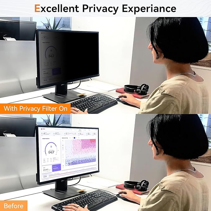 [2 Pack] 24 Inch Computer Privacy Screen for 16:10 Aspect Ratio Widescreen Monitor, Eye Protection Anti Glare Blue Light Computer Monitor Privacy Filter, Removable Anti-Scratch 24in Protector Film
