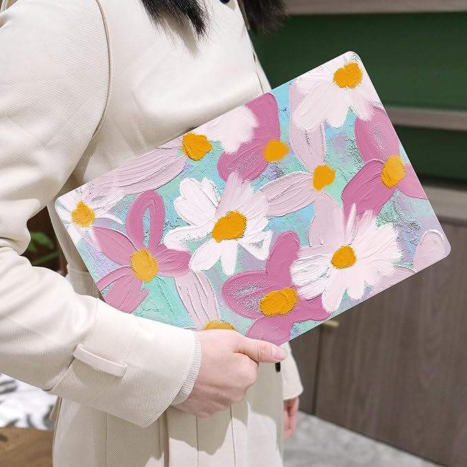 MEEgoodo for M4/M3/M2 MacBook Air 15.3 inch Case 2025 2024 2023, Case Fit Model (A3241/A3114/A2941) for MacBook Air 15 inch, Laptop Hard Shell with Keyboard Cover, Art Plants Floral