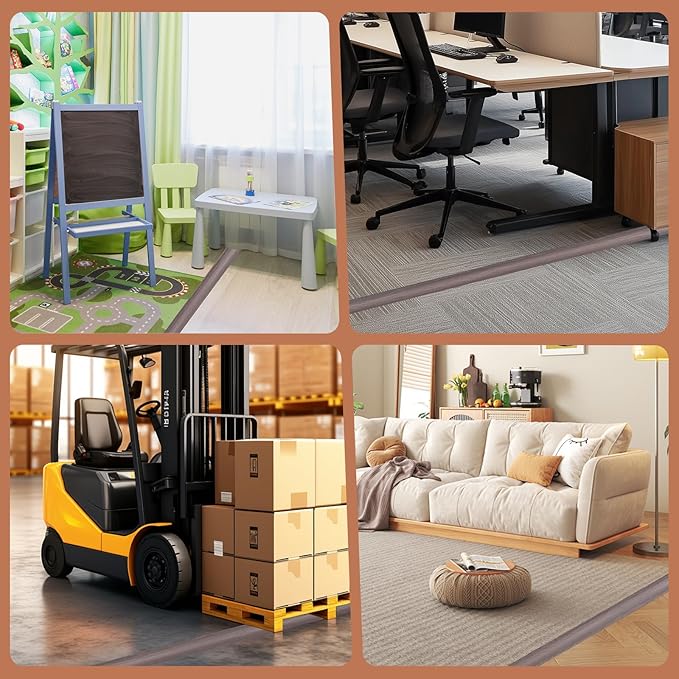 Floor Cord Cover for Wires on Floor Self Adhesive Cord Hider Floor Cable Management Wire Covers for Cords Protector Prevent Cable Trips Cord Cavity W 0.51" x H 0.31", Grayish Brown Wood, 3.3Ft