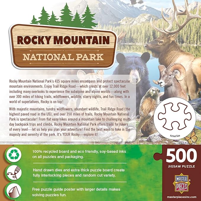 Baby Fanatics MasterPieces 500 Pieces Jigsaw Puzzle for Adults, Family, Or Kids - Rocky Mountain National Park - 15"x21"