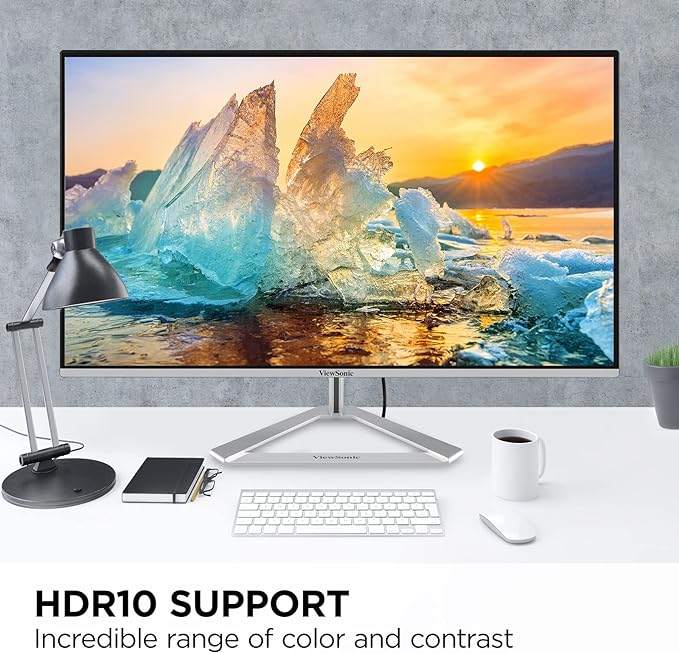 ViewSonic VX2776-4K-MHDU 27 Inch 4K UHD IPS Monitor, 65W USB C, HDR10 Content Support, Thin Bezels, HDMI and DisplayPort