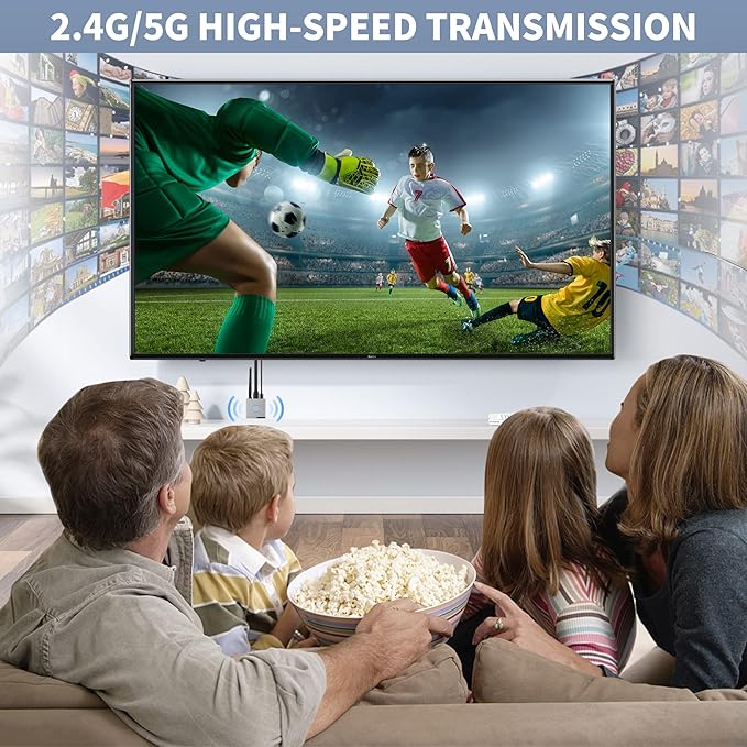 Wireless HDMI Display Dongle Adapter 4K, Wireless Receiver, Streaming Media Video/Audio/File HDMI Wireless Extender from Laptop, PC, Smartphone to HDTV Projector Monitor