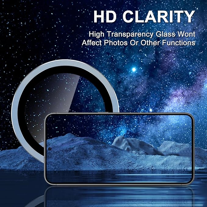 for Samsung Galaxy S24 FE Camera Lens Protector, Individual Metal Ring Tempered Glass Lens Cover, [Strong Adsorption] Scratch Resistant Ultra-Thin HD Clear Lens Cover, 1 Set-Blue
