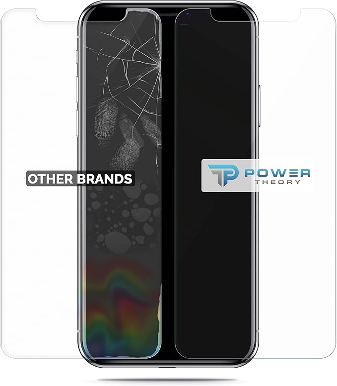 Power Theory Designed for iPhone Xs Max Screen Protector Tempered Glass [9H Hardness], Easy Install Kit, 99% HD Bubble Free Clear, Case Friendly, Anti-Scratch, 2 Pack