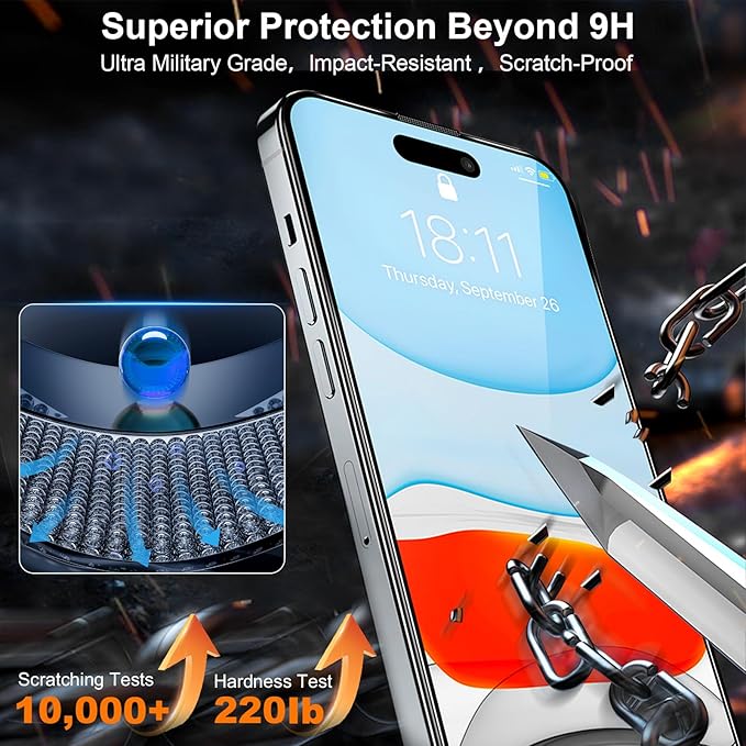 2 Pack Screen Protector for iPhone 16 Plus,Durable and Drop-Proof with 9H Hardness,Bubble-and-Dust-Free 16 Plus HD High-Aluminum Tempered Glass,Easy Installation Exclusively