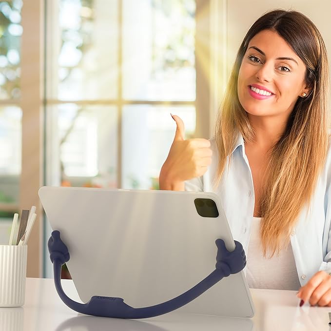 Honsky Thumbs Up 2 Pack Tablet Stands, Compatible with iPad, Samsung Galaxy, iPhone Pro Max, Universal Cute, Blue/Purple