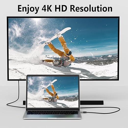 4K USB C to DVI Cable 25FT, USB Type-C to DVI-D Adapter Cord, (Thunderbolt 3/4) Compatible with iPhone 16/15 Series, MacBook Pro/Air, iPad Pro, iMac, Galaxy S24, XPS, Surface Book 3 and More, Real 4K