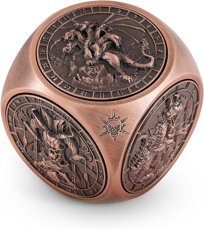 Kabinka Spinner Dice for 7 in 1 DND Dice Set, Unique Metal Dice for Dungeons and Dragons RPG Role Playing Gaming (Red Copper)