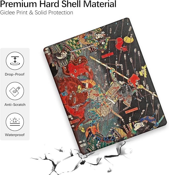Berkin Arts Compatible with MacBook Pro 13 inch Cover, 2022-2016 Release A1706/A1989/A2159 with Keyboard Cover & Screen Protector Ukiyo-e (The Kusunoki's Final Attack by Kuniyoshi)