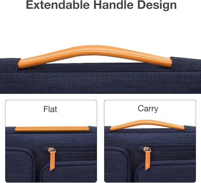 MOSISO 360 Protective Laptop Case 16 inch, 15-15.6 inch Laptop Sleeve Compatible with MacBook Pro 16, HP, Acer, Dell, Lenovo, ASUS, Side Open Carrying Case with 4 Zipper Pockets&Handle, Navy Blue