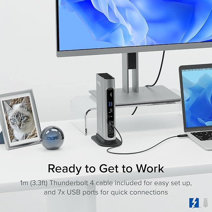 Plugable 16-in-1 Thunderbolt 4 Dock – Dual 4K Monitors for M4 MacBook Air/Pro, 100W Charging, 2X HDMI, 2X DisplayPort, 2.5G Ethernet, 7X USB, MicroSD/SD Card Reader, Audio, Windows & USB4 Compatible
