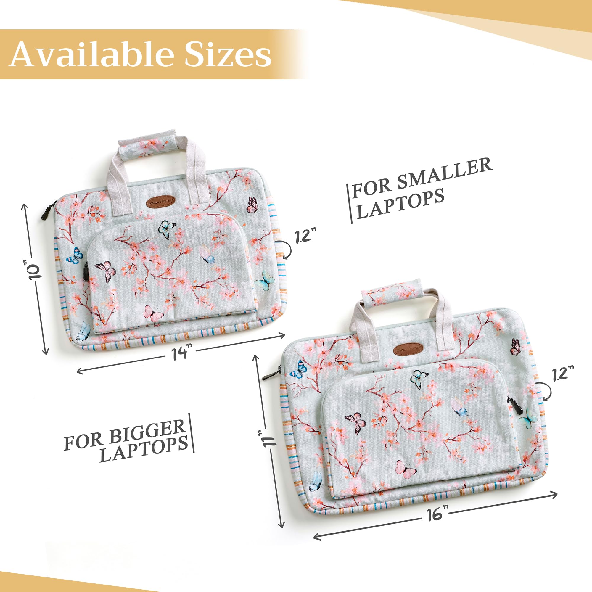 Maison d'Hermine Laptop Bag with Pocket Upto 13.5 inch Stain and Water Repellent Cotton Canvas Spring Summer (Blossoms in Spring)