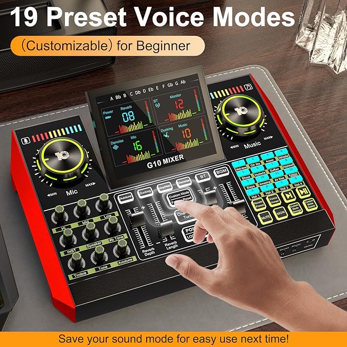Podcast microphone bundle, live sound card, streaming audio mixer, podcast equipment bundle for PC/mobile live streaming, singing, gaming, soundboard with voice changer and noise reduction function
