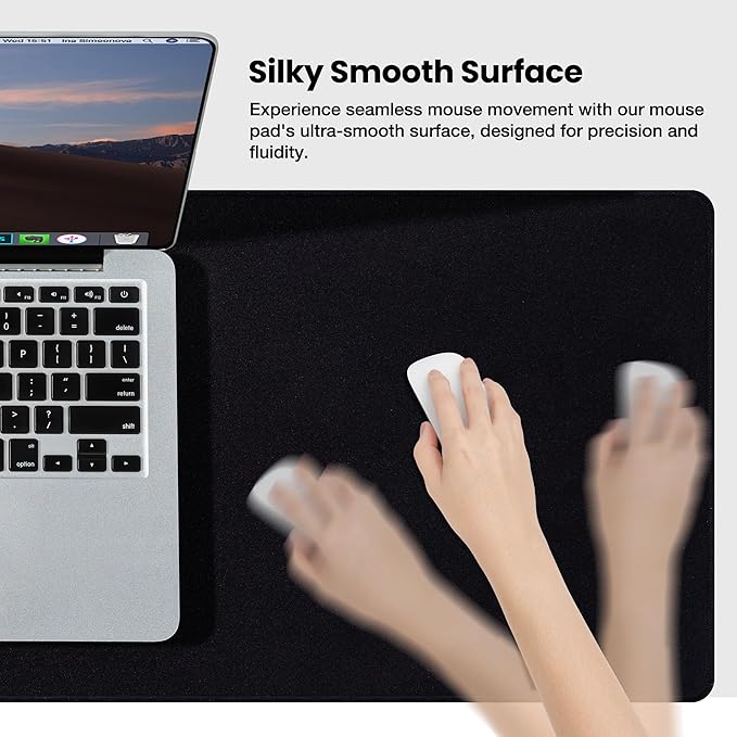 ALOANES Large Gaming Mouse Pad with Non-Slip Rubber Base,Stitched Edge,Desk mat for Laptop,Computer & PC, Wristing Pad for Gamer,Office & Home,Classic Black XL 11.81''x31.50''x0.12''