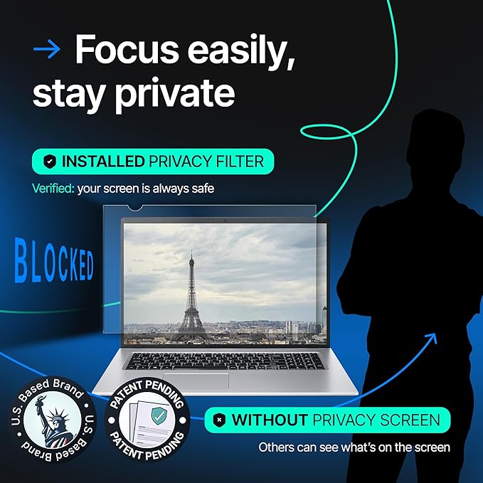 VINTEZ [2 Pack] 14 Inch 16:9 Privacy Screen for Computer Monitor and Laptop - Anti Glare Protector Film Blue Light Filter Eye Protection - Computer Screen Privacy Shield