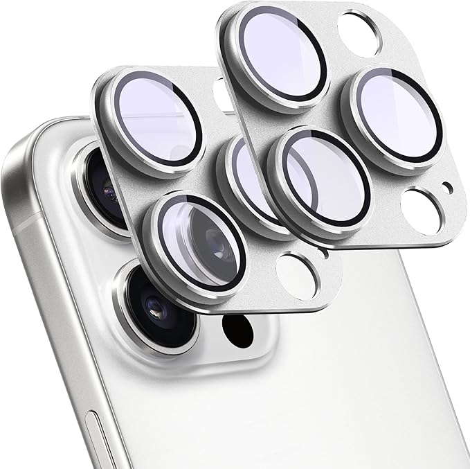 2 Pack Camera Lens Protector for iPhone 14 Pro/iPhone 14 Pro Max,[Not Easy to Breakn ] AR Tempered Glass Strong Adsorption Metal Camera Cover Screen-Silvery