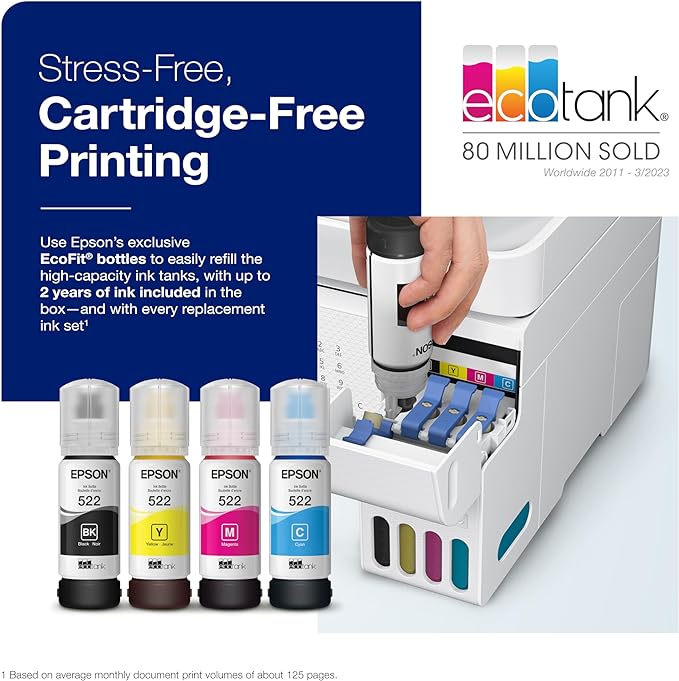 Epson EcoTank ET-4800 Wireless All-in-One Cartridge-Free Supertank Printer with Scanner & EcoTank ET-3850 Wireless Color All-in-One Cartridge-Free Supertank Printer with Scanner